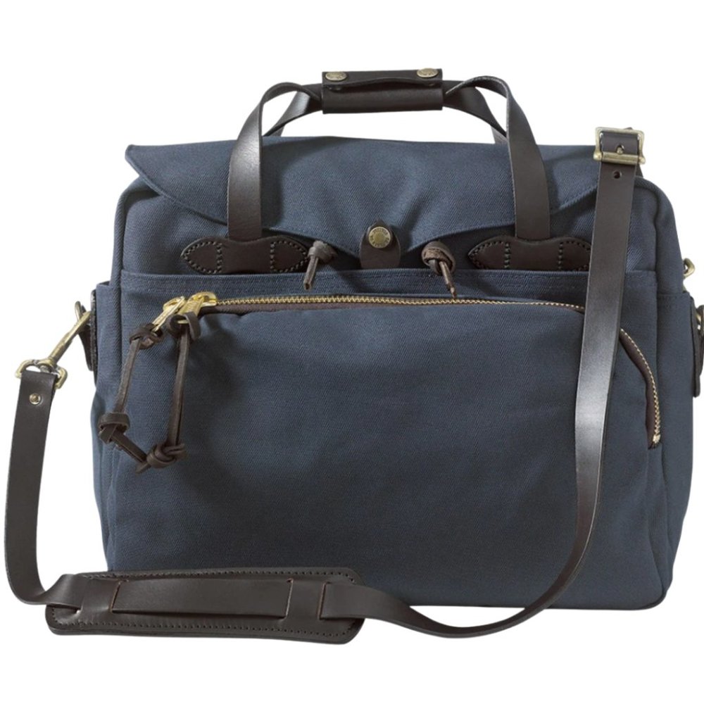 Navy Filson Padded Laptop Bag, Large Briefcase, Overnight Bag, Like New